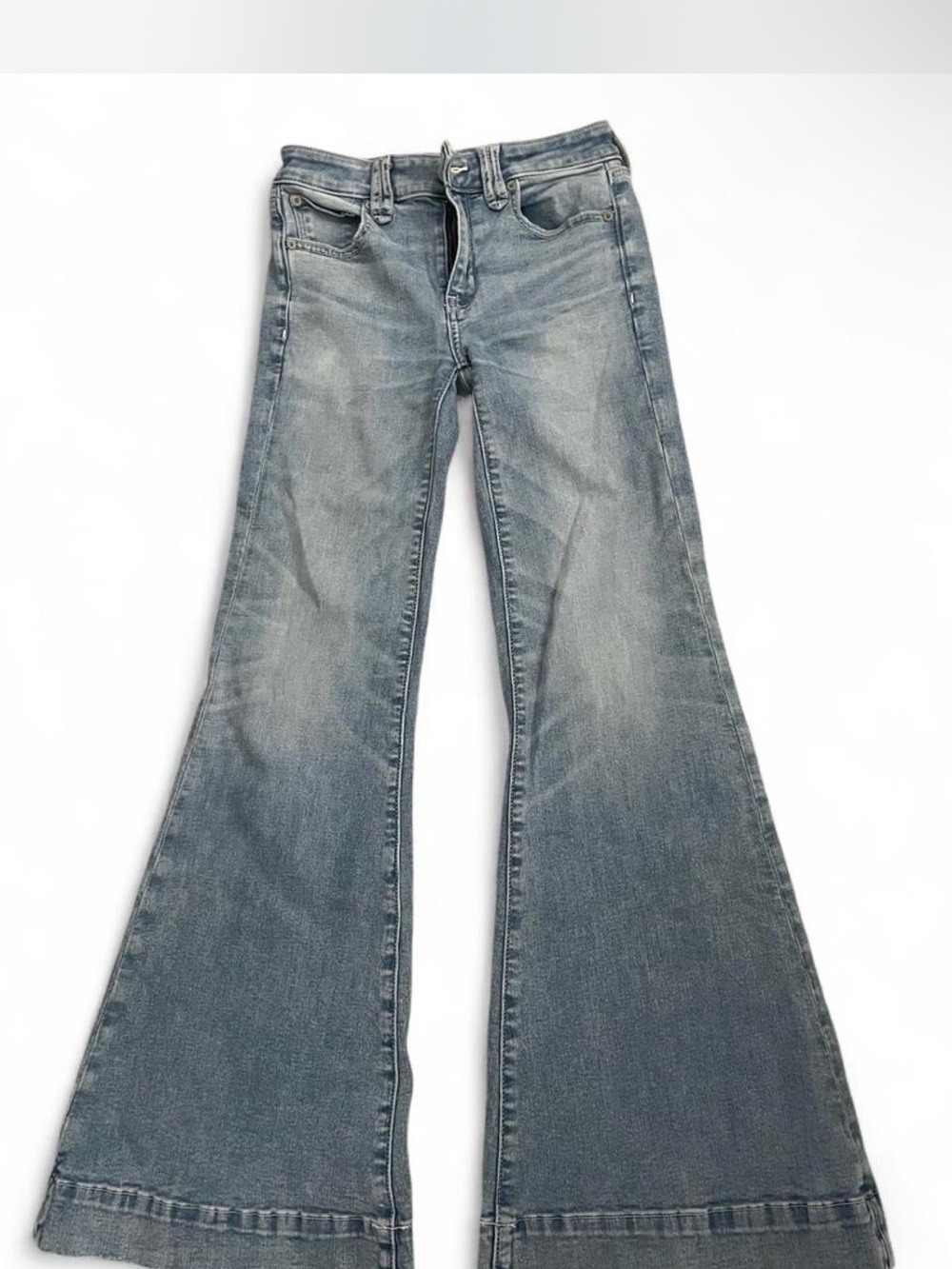 American Eagle Outfitters Women's Wide-Leg Flare Jeans - Faded Blue